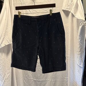 Men's Navy Shorts with Embroidered Accents
